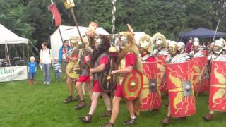 Roman Reenactment at the Amphitheatre in Caerleon Marching In [upl. by Euqinot259]