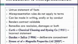 Misrepresentation Lecture 1 of 4 [upl. by Holman20]